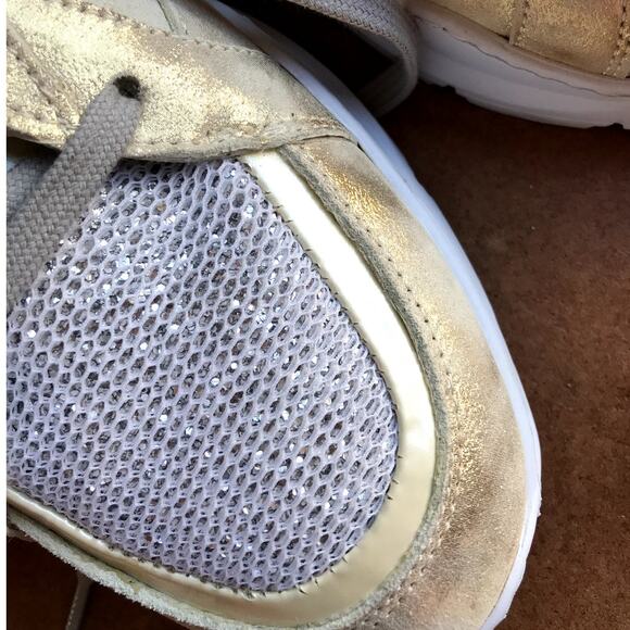 P448 Chunky Leia Silver and Gold Metallic Suede and Mesh Sneakers size 39 - Picture 12 of 14